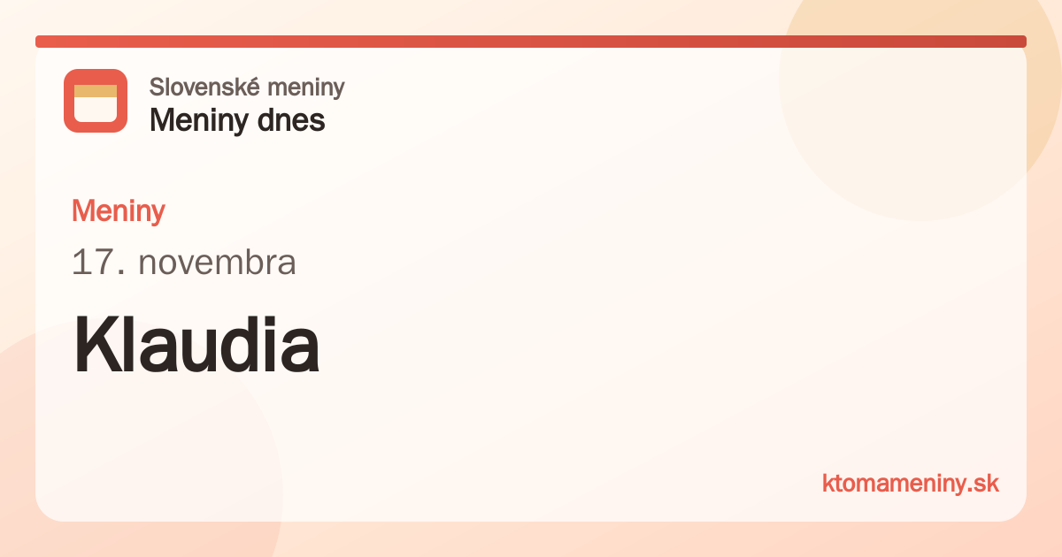 Meniny 17. novembra: Klaudia