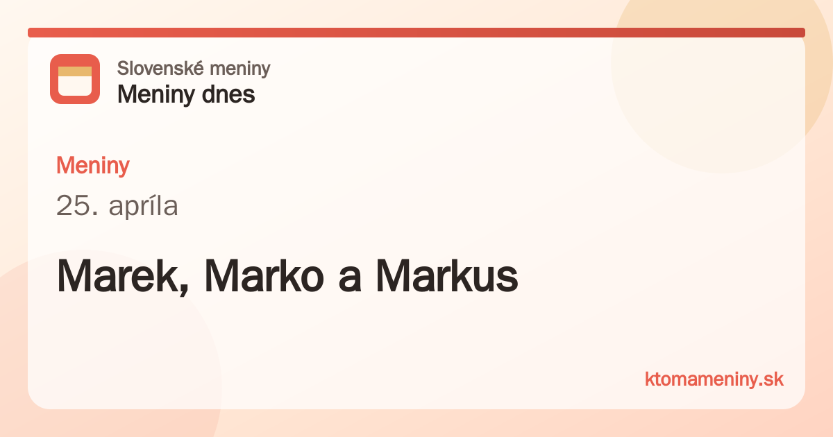 Meniny 25. apríla: Marek, Marko a Markus