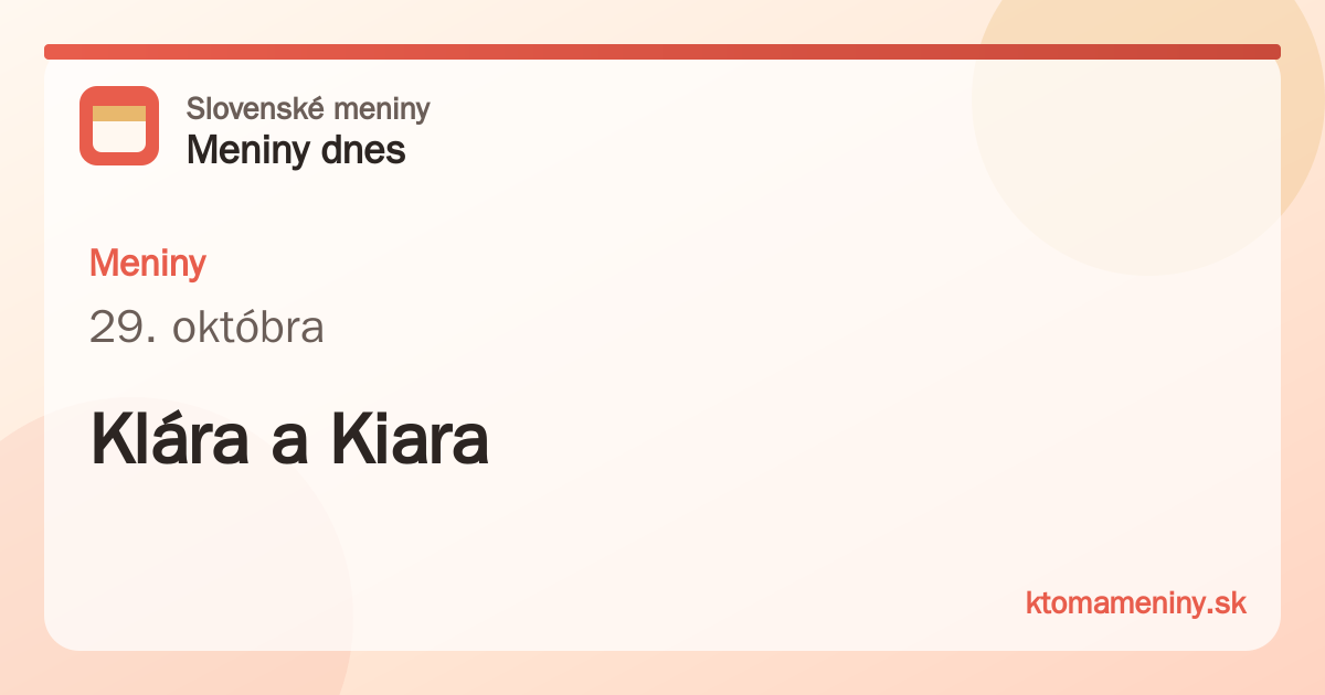 Meniny 29. októbra: Klára a Kiara