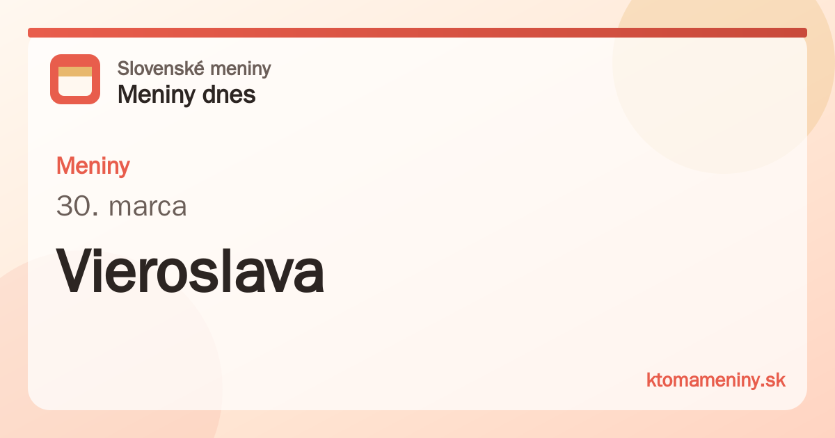 Meniny 30. marca: Vieroslava