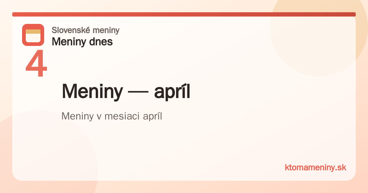 Meniny v mesiaci apríl