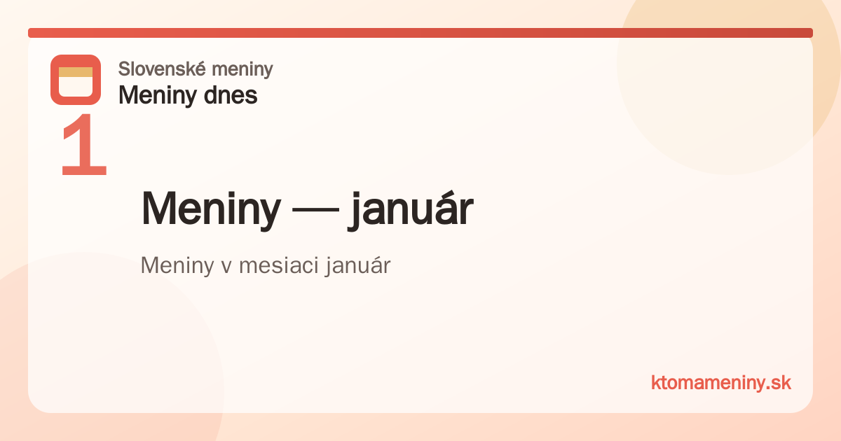 Meniny v mesiaci január
