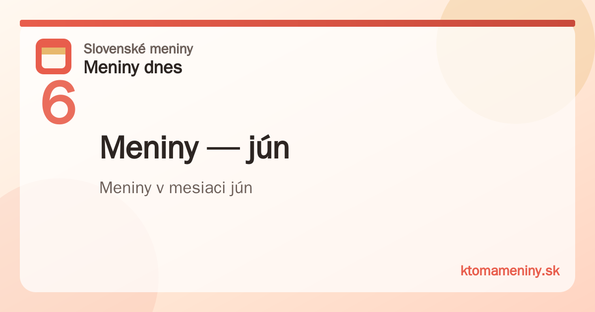 Meniny v mesiaci jún