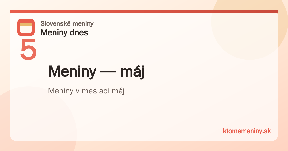 Meniny v mesiaci máj