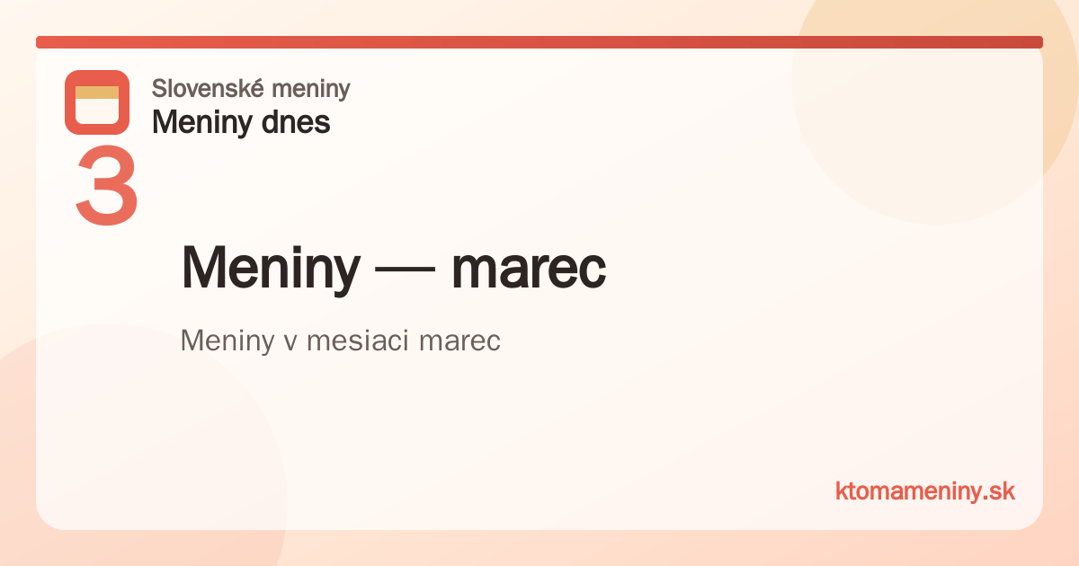 Meniny v mesiaci marec