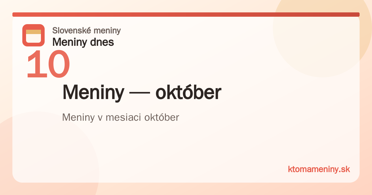 Meniny v mesiaci október