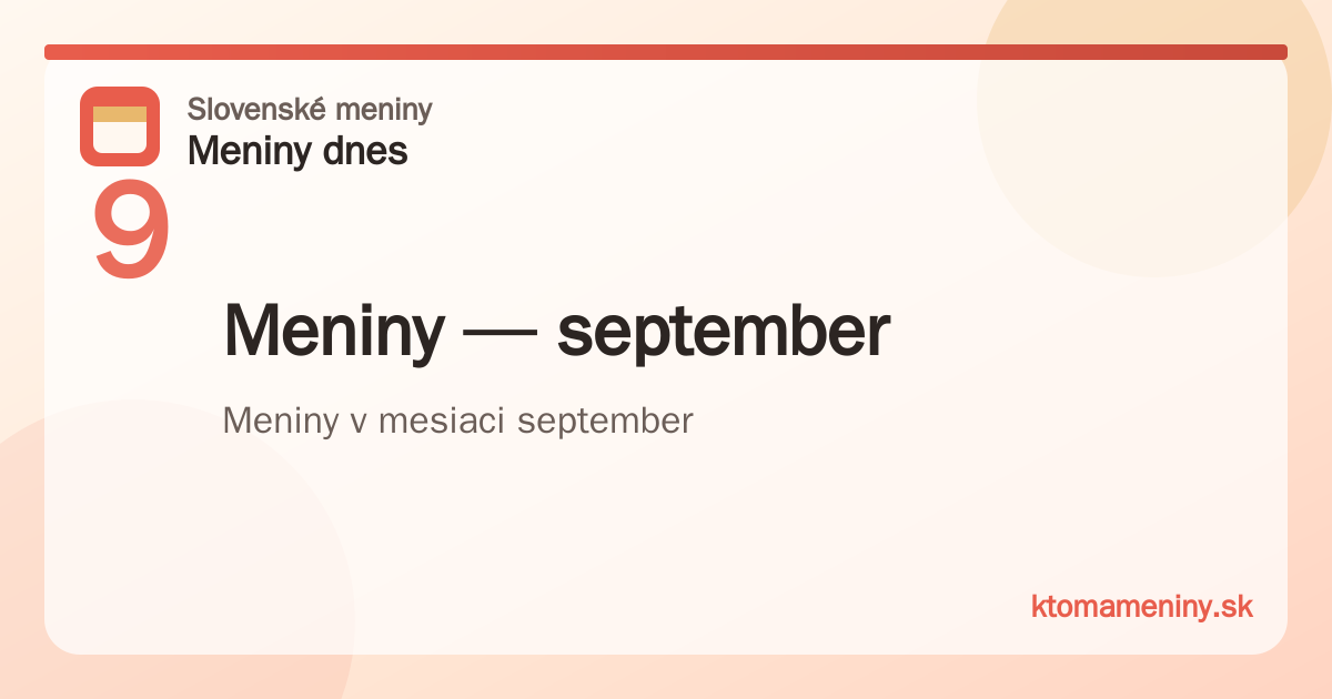 Meniny v mesiaci september