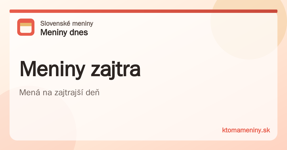 Meniny zajtra — infografika